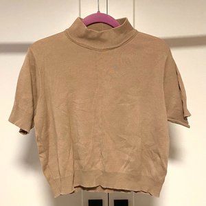 VINTAGE Mock Neck Cropped Sweater - 100% Cotton Minimalist Womens Size XL